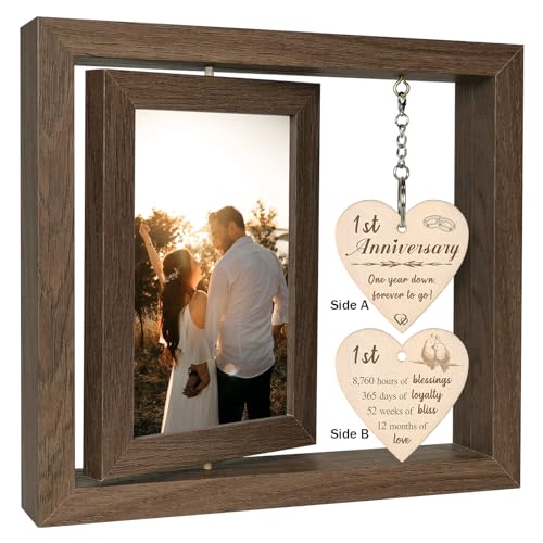 EYITUPC 1 Year Anniversary Picture Frame Gifts, 1st Anniversary Frame for Her Him Girlfriend Boyfriend, Display Two 4x6 Inch - Image 1