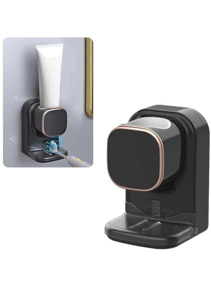 Automatic Electric Toothpaste Dispenser Auto Toothpaste Dispenser with Sensor for Adults Family Toothpaste Dispenser for Kids Bathroom Wall Mounted Toothpaste Pump Black - Image 1