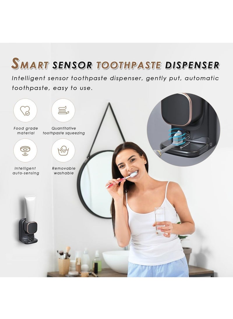 Automatic Electric Toothpaste Dispenser Auto Toothpaste Dispenser with Sensor for Adults Family Toothpaste Dispenser for Kids Bathroom Wall Mounted Toothpaste Pump Black - Image 3