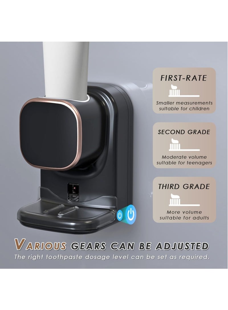 Automatic Electric Toothpaste Dispenser Auto Toothpaste Dispenser with Sensor for Adults Family Toothpaste Dispenser for Kids Bathroom Wall Mounted Toothpaste Pump Black - Image 4