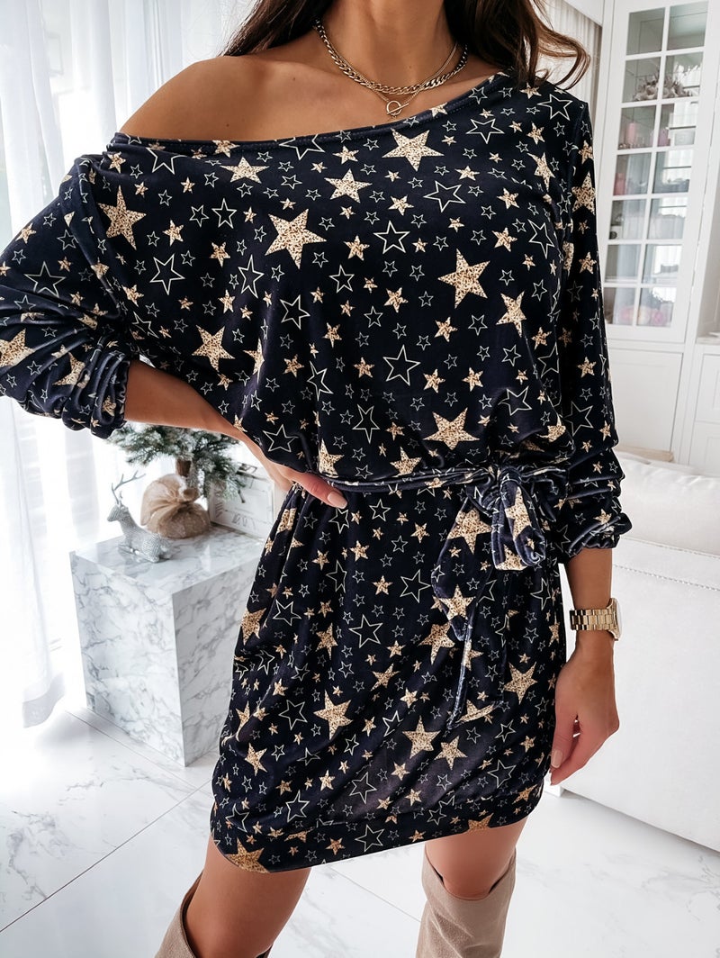 Women's Long Sleeve Christmas Print Casual Dress - Image 5