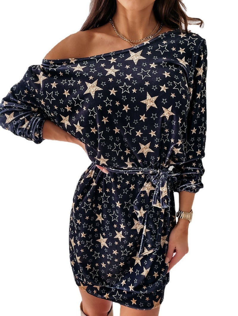 Women's Long Sleeve Christmas Print Casual Dress - Image 4