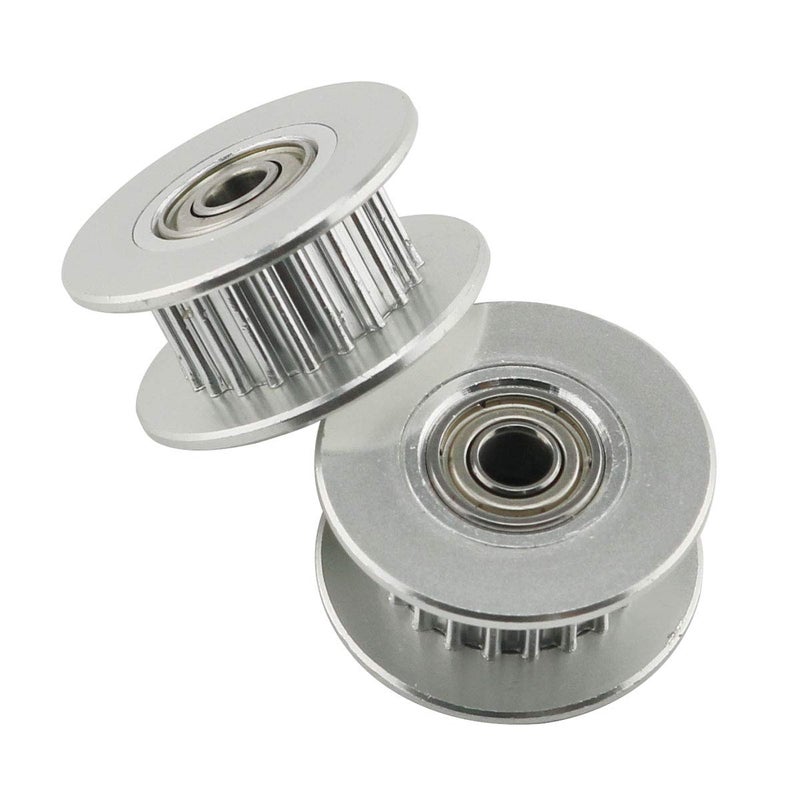 Eoutstanding 2pcs 20 Teeth 3mm Bore Idler Timing Pulley with Bearing 2GT Aluminium Alloy H Type GT2 Synchronous Wheel for 6mm Width Belt 3D Printer CNC Mechanical Drive Silver - Image 4