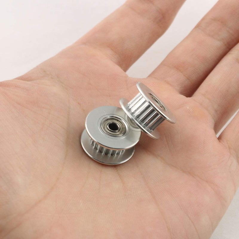 Eoutstanding 2pcs 20 Teeth 3mm Bore Idler Timing Pulley with Bearing 2GT Aluminium Alloy H Type GT2 Synchronous Wheel for 6mm Width Belt 3D Printer CNC Mechanical Drive Silver - Image 5
