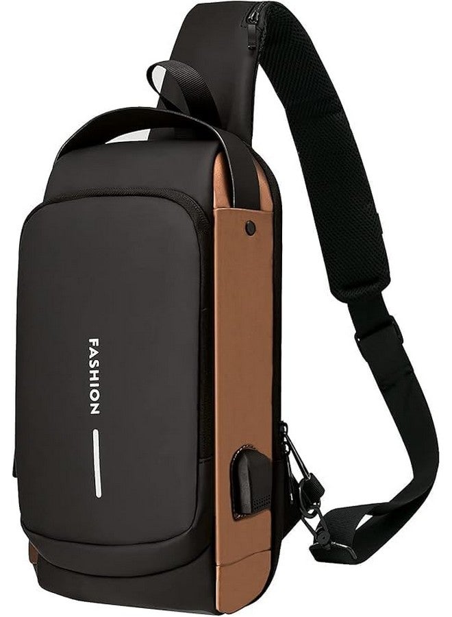 Niwlix Travel Accessories Crossbody Sling Bag For Men & Women, Casual Chest Backpack Shoulder Messenger Passport Bags Black Brown - Image 1