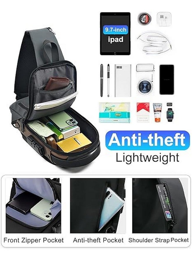 Niwlix Travel Accessories Crossbody Sling Bag For Men & Women, Casual Chest Backpack Shoulder Messenger Passport Bags Black Brown - Image 2