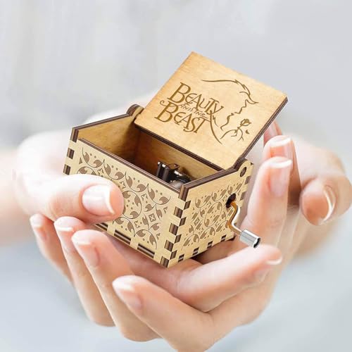 Muzero Beauty and The Beast Music Box, Valentine Christmas Birthday Anniversary Wooden Gift for Wife Girlfriend Husband Boyfriend Girl Hand Crank Present - Image 3