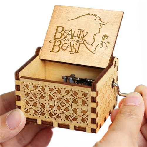 Muzero Beauty and The Beast Music Box, Valentine Christmas Birthday Anniversary Wooden Gift for Wife Girlfriend Husband Boyfriend Girl Hand Crank Present - Image 2