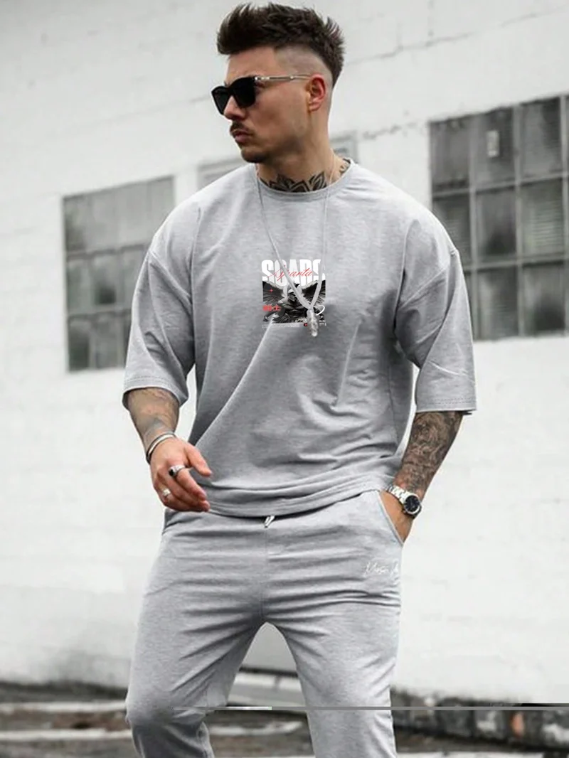 DogFish Oversize Printed Gray Color Casual T-Shirt 100% Cotton