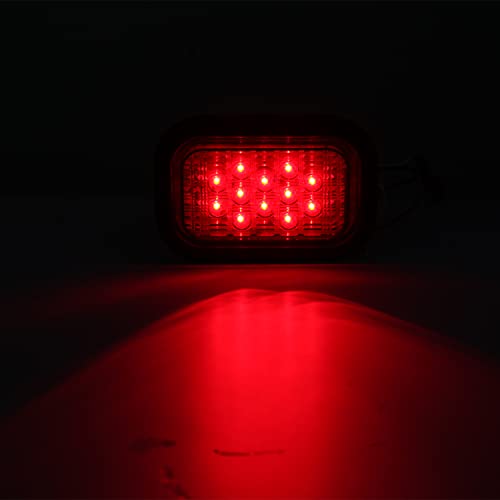 Partswcgg 5" x 3" Red 12 LED Trailer Tail Lights - 4Pcs 5x3 Rectangle Led Truck Stop Brake Turn Tail Lights Sealed RV Semi Truck Flatbed Taillights w/Rubber Grommets and 3 Prong Wire Pigtails Waterproof - Image 4