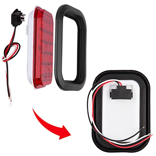 Partswcgg 5" x 3" Red 12 LED Trailer Tail Lights - 4Pcs 5x3 Rectangle Led Truck Stop Brake Turn Tail Lights Sealed RV Semi Truck Flatbed Taillights w/Rubber Grommets and 3 Prong Wire Pigtails Waterproof - Image 5