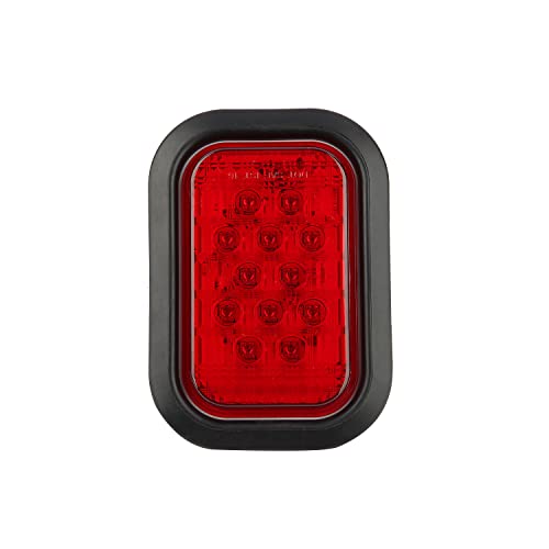 Partswcgg 5" x 3" Red 12 LED Trailer Tail Lights - 4Pcs 5x3 Rectangle Led Truck Stop Brake Turn Tail Lights Sealed RV Semi Truck Flatbed Taillights w/Rubber Grommets and 3 Prong Wire Pigtails Waterproof - Image 2