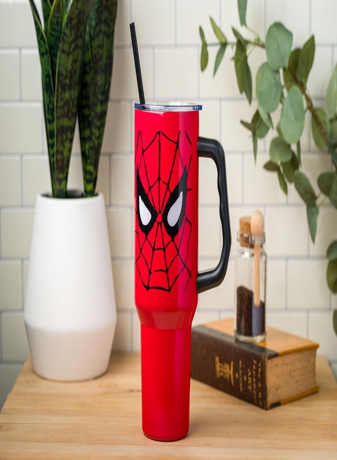 Silver Buffalo Marvel Avengers Spider-Man Stainless Steel Tumbler with Handle and Straw, Fits in Standard Cup Holder, 40 Ounces - Image 5