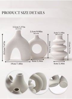 WinHolder White Ceramic Vase Set of 3, Small Flower Vases for Pampas Grass, Modern Boho Vases for Decor, Round White Vases Centerpieces for Wedding Living Room Bedroom Coffee Table Dinner Table  - Image 3