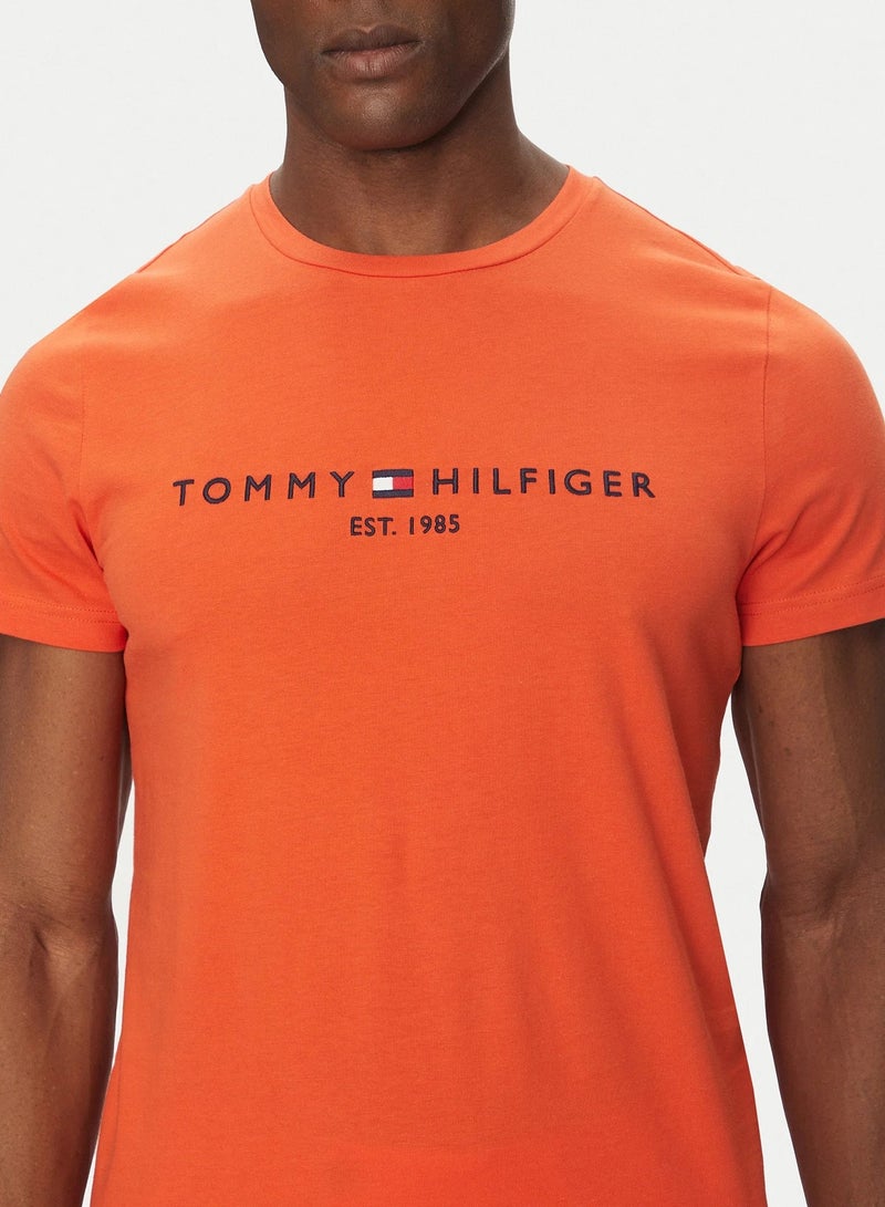 TOMMY HILFIGER Logo Embroidery Slim Jersey T-Shirt - Image 3