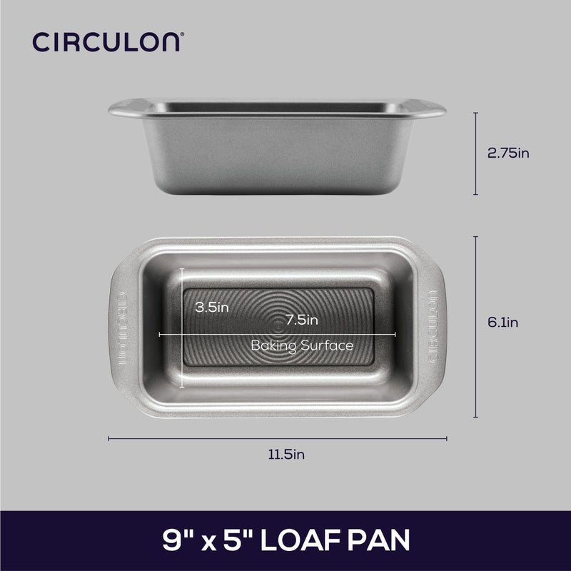 Circulon Nonstick Bakeware 9-Inch x 5-Inch Loaf Pan, Gray - Image 2
