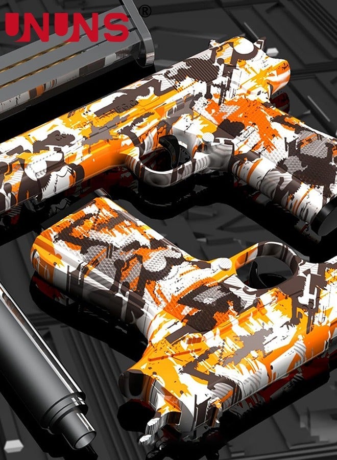 UNUNS Toy Gun,Soft Foam Blasters,Toy Foam Shock Wave Soft Bullet Gun,Safety Hand Gun,Educational Toy Model,Pull Back Action Outdoor Shooting Game,Gift For 8+ Kids Boys Girls Teens Adults,Orange Graffiti - Image 2