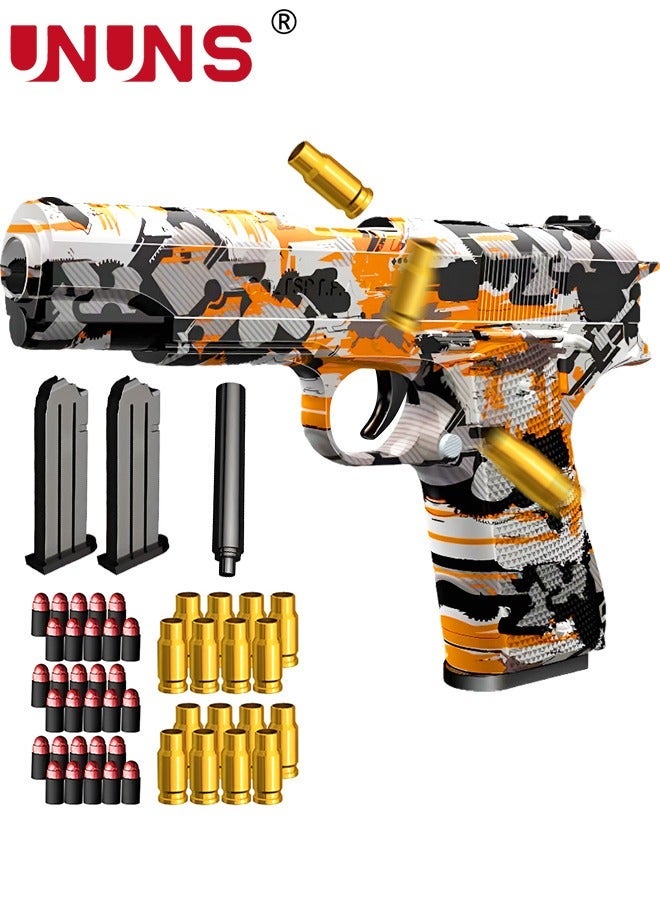 UNUNS Toy Gun,Soft Foam Blasters,Toy Foam Shock Wave Soft Bullet Gun,Safety Hand Gun,Educational Toy Model,Pull Back Action Outdoor Shooting Game,Gift For 8+ Kids Boys Girls Teens Adults,Orange Graffiti - Image 1
