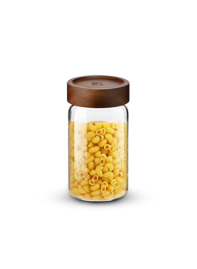 BERGNER برغنر أكاديا جرة زجاجية بوروسيليكات سعة 550 مل مع غطاء خشبي صلب، لتخزين وحفظ السكر والدقيق والشاي والقهوة والتوابل والشوفان | حاوية زجاجية متعددة الاستخدامات محكمة الإغلاق للمطبخ - Image 1