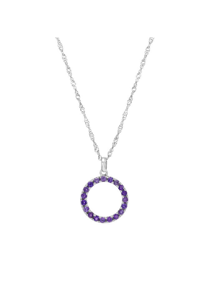 Aurastone Genuine Amethyst Silver Pendant Circular Design