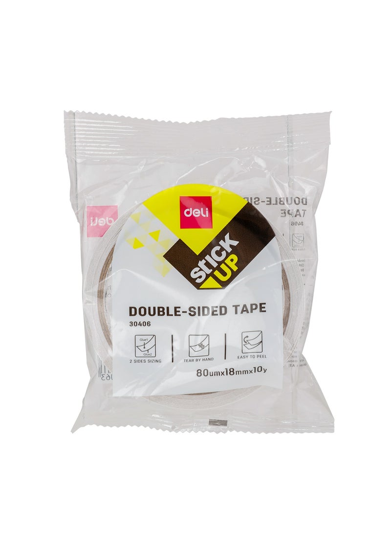 Deli Deli E30406 Double-Sided Tape - 18mm x 10Y x 80um (1 Roll/Bag), White  - Image 4
