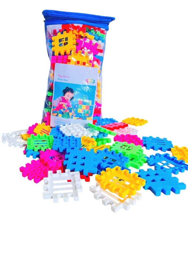 Faibhi House Building Block Set with Storage Pouch |Constructive, Creative & Educational Activity Kit | Puzzle Assembly Shape Toy Set for Kids (House Block with Zipper Pouch_75 pcs) - Image 4