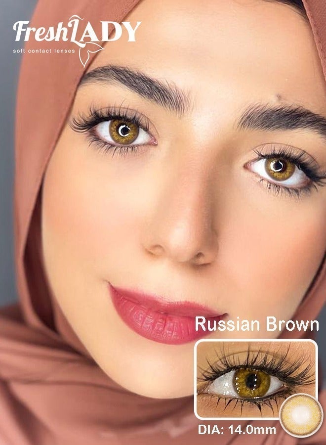 Freshlady Russian Brown Colored Contact Lenses, Natural Daily Makeup Cosmetic Lenses, Festival Gift - Image 1