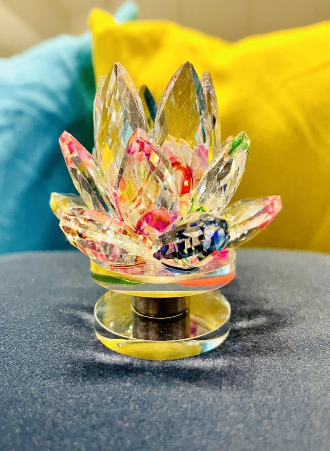WARMINGO DE Rotating Crystal Lotus Fengshui Good Luck Item | Crystal Lotus Flower Vastu | Best Diwali Gift | Gift Item, 8.5 cm , 8.5 cm - Image 3
