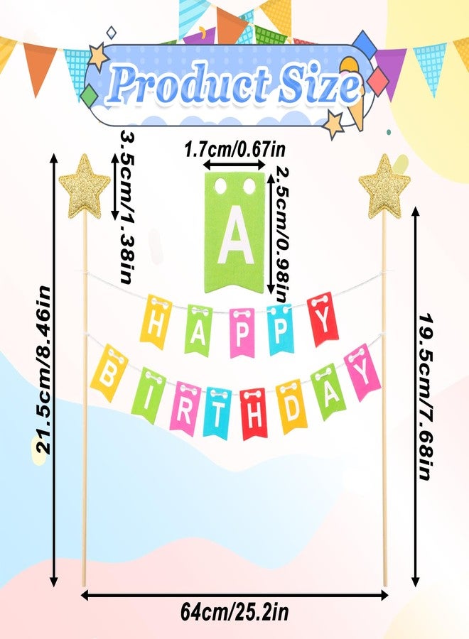 Styquenzer مجموعة واحدة من زينة كعكة قوس قزح، لافتة زينة كعكة عيد ميلاد سعيد، زينة كعكة نجمة ذهبية، أعلام مثلثة مصنوعة يدويًا، زينة كعكة ملونة، لافتات مع أعمدة خشبية لحفلة عيد الميلاد - Image 2