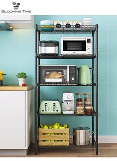 BLOOMING TIME 5-Tier Wire Shelving Bathroom Storage, 5 Shelves Unit Metal Kitchen Storage Rack(Black)150 x 55 x 30cm  - Image 1