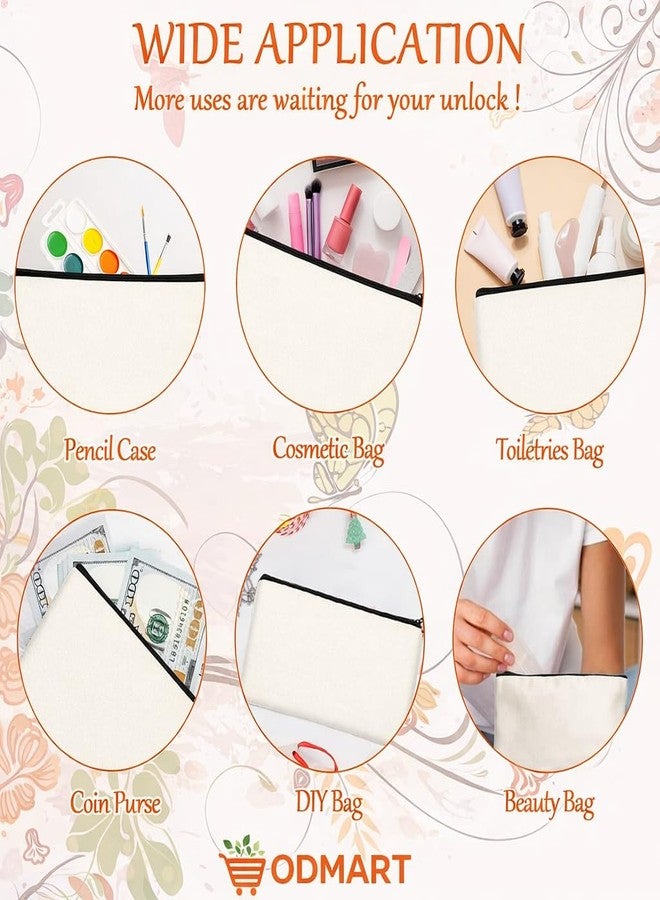 ODMART Canvas Zipper Pouch Multipurpose Cotton Makeup Bag, Pencil Case & Travel Organizer for DIY Craft, Office & Storage (Pack of 10) - Image 5