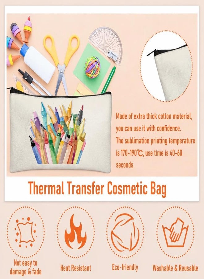 ODMART Canvas Zipper Pouch Multipurpose Cotton Makeup Bag, Pencil Case & Travel Organizer for DIY Craft, Office & Storage (Pack of 10) - Image 3