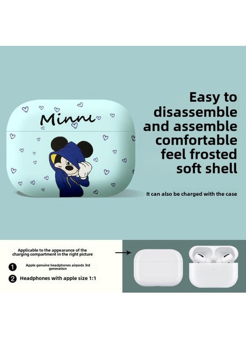 Strawberry Bear Family Airpods Protective Case Cartoon Cute Suitable For Apple 1/2/3 Generation Bluetooth Headset Soft Case-Color:Shy Mickey-mint Green-Model:Airpods3(4th Generation)