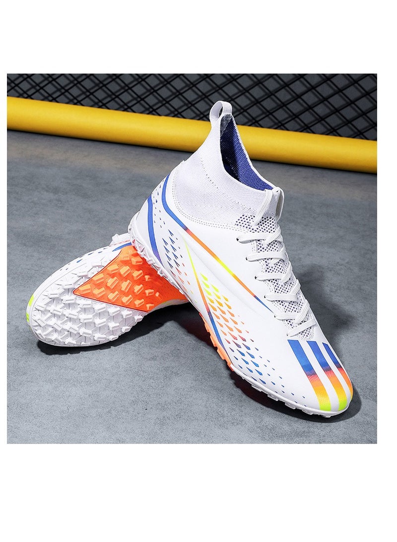 xozgdovg Short spike sneakers TF training shoes Football shoes non-slip (short spike bright white) 42 size - Image 1