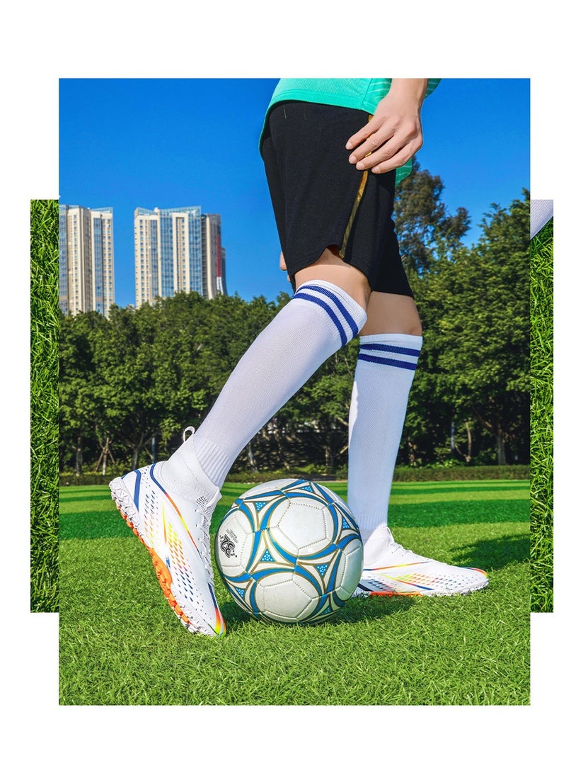 xozgdovg Short spike sneakers TF training shoes Football shoes non-slip (short spike bright white) 42 size - Image 2