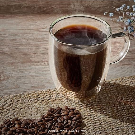 Mivana Double Wall Glass Coffee Mugs - Glass Double Layer Tea & Coffee Cup Double Walled Glass Mugs for hot & Cold Drinks Coffee Tea Milk cappuchino Juice (250ML Mug, 2 Pieces) (MCV-6) - Image 3