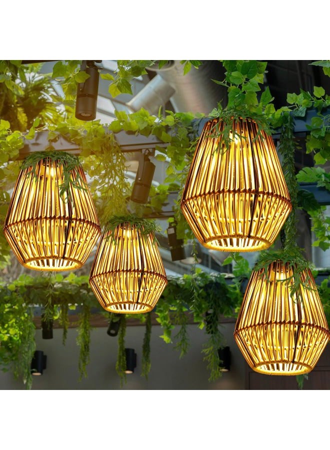 VIHOSE 6 حزمة من الفوانيس الشمسية المصنوعة من الخيزران، أضواء LED معلقة مقاومة للماء للاستخدام الخارجي في الفناء والشرفة والحديقة والممرات والفناء والأشجار والعشب - Image 5