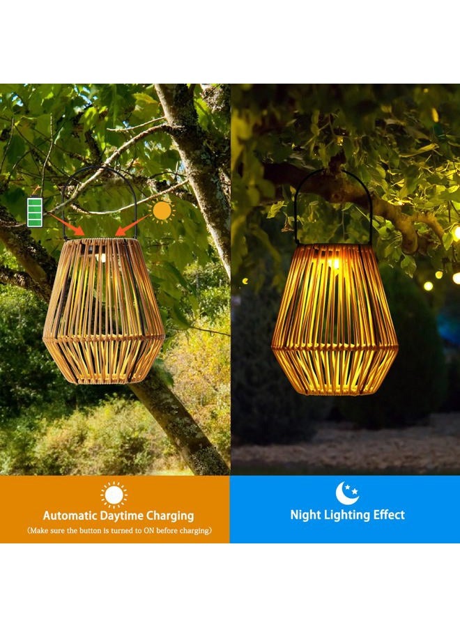 VIHOSE 6 حزمة من الفوانيس الشمسية المصنوعة من الخيزران، أضواء LED معلقة مقاومة للماء للاستخدام الخارجي في الفناء والشرفة والحديقة والممرات والفناء والأشجار والعشب - Image 4