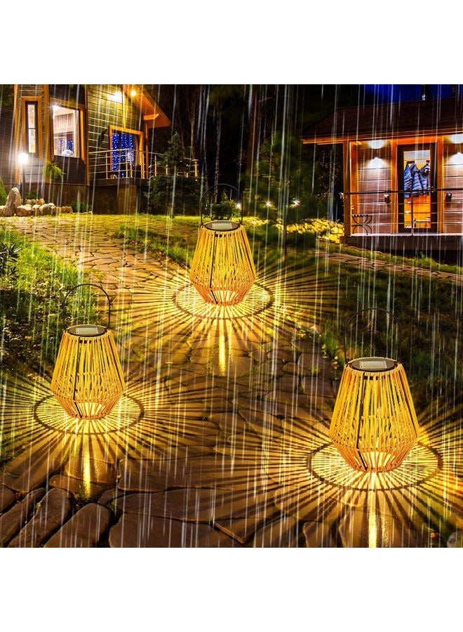 VIHOSE 6 حزمة من الفوانيس الشمسية المصنوعة من الخيزران، أضواء LED معلقة مقاومة للماء للاستخدام الخارجي في الفناء والشرفة والحديقة والممرات والفناء والأشجار والعشب - Image 2
