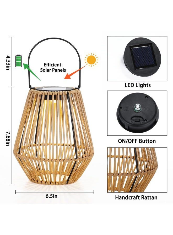 VIHOSE 6 حزمة من الفوانيس الشمسية المصنوعة من الخيزران، أضواء LED معلقة مقاومة للماء للاستخدام الخارجي في الفناء والشرفة والحديقة والممرات والفناء والأشجار والعشب - Image 3