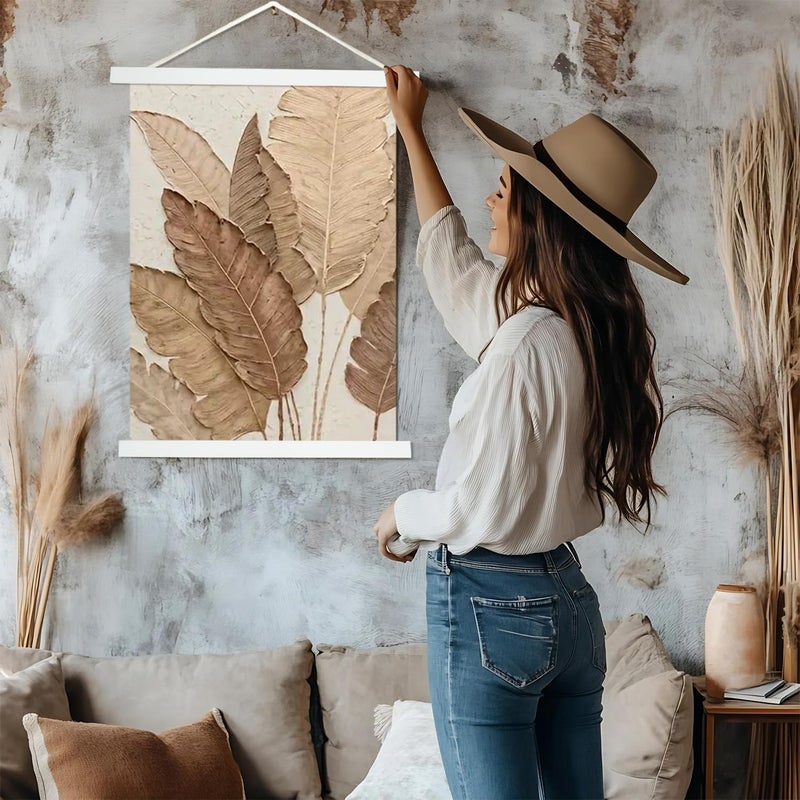 Artmag Magnetic Poster Hanger Frame, 30x40 30x20 30x24 Light Wood Wooden Magnet Canvas Artwork Print Poster Hangers Frames Hanging Kit (White, 30") - Image 5