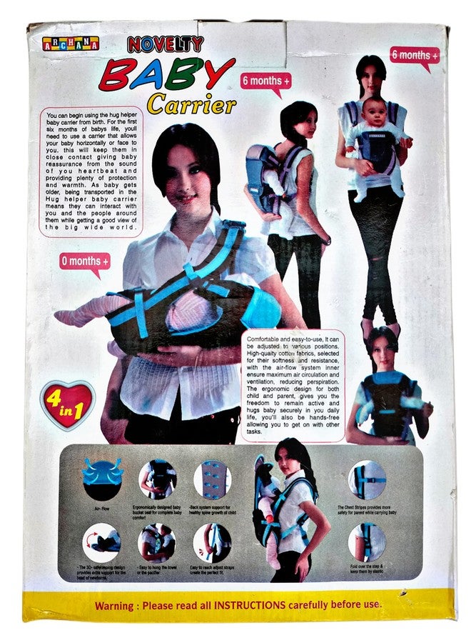 RUHANI Novelty Brand 4 in 1 Baby Carrier Bag/Adjustable Hands Free 4 in 1 Baby sefty Belt/Child Safety Strip and Sling Carrier Bag Baby Carrier Bag with Extra Head Support for Small Kids(Multi Color) - Image 1