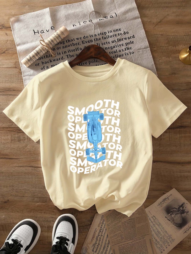 Independent Station Women'S Tops Round Neck Cartoon Printed Short-Sleeved T-Shirt-M - Image 1
