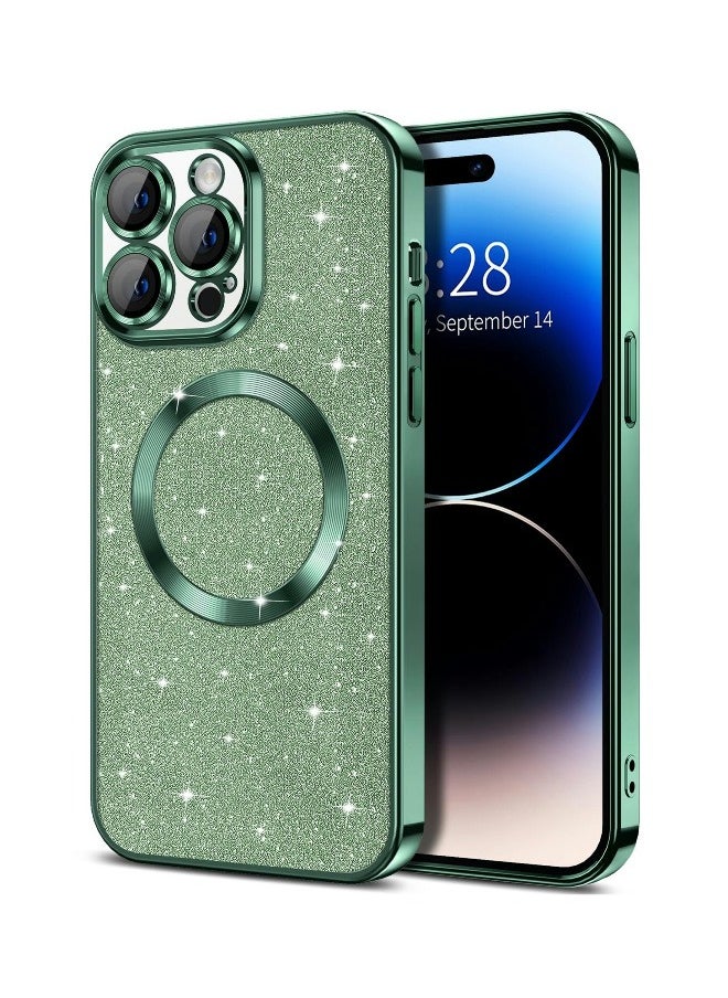 ShebSheb - iPhone 15 Pro Case Glitter, Clear Magnetic Phone Cases with Camera Lens Protector [Compatible with MagSafe] Bling Sparkle Plating Soft TPU Shockproof Protective Cover Women Girls - Image 1
