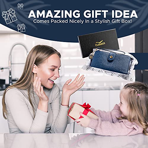 Claasico Women’s RFID Wristlet Wallet & Phone Holder | Multi Credit Card Bifold Organizer w/Zipper Pockets & Sweetly Packed in Gift Box - Image 5