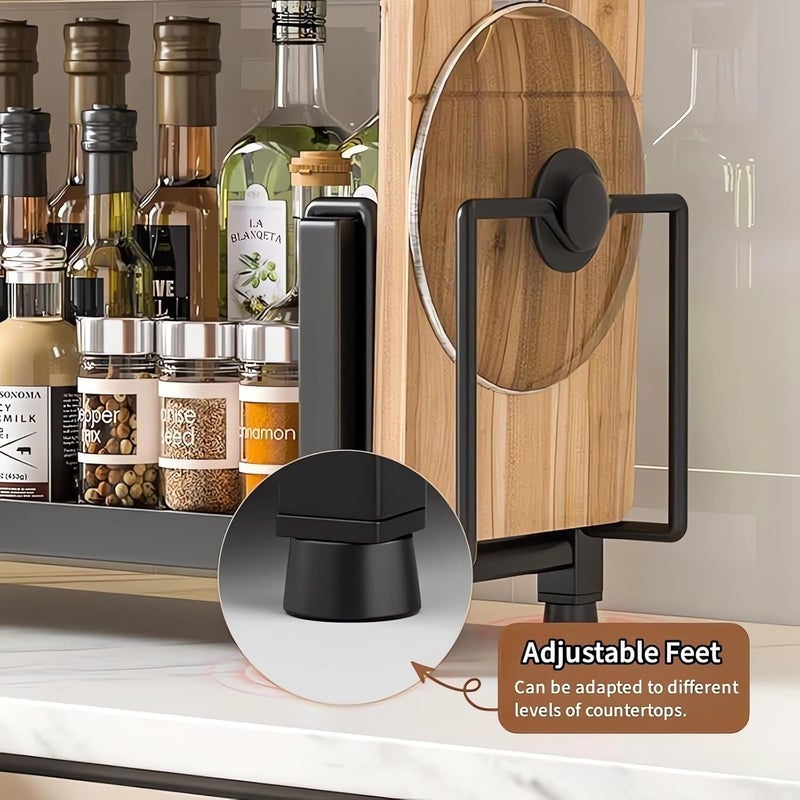 Fohome Spice Rack Organizer for Countertop, 3-Tier Standing Kitchen Spice Organrizer, Seasoning Rack with Hooks & Cutlery Storage, Multiple Uses Kitchen Countertop Organizer for Storage Spice, Cutter - Image 5
