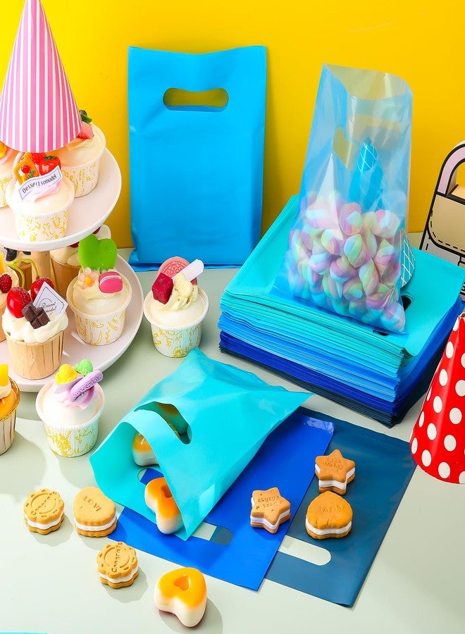 Sinload 400 Pcs Small Plastic Gift Bags 6 x 8 Inch, Goodie Bag Bulk for Candy Jewelry Treat Snack Craft, Small Party Favor Bags with Handles for Birthday Wedding Party and Festive Events(Blue Series - Image 4