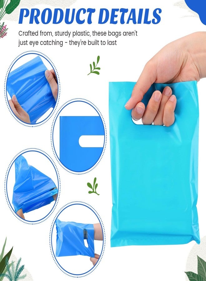 Sinload 400 Pcs Small Plastic Gift Bags 6 x 8 Inch, Goodie Bag Bulk for Candy Jewelry Treat Snack Craft, Small Party Favor Bags with Handles for Birthday Wedding Party and Festive Events(Blue Series - Image 3