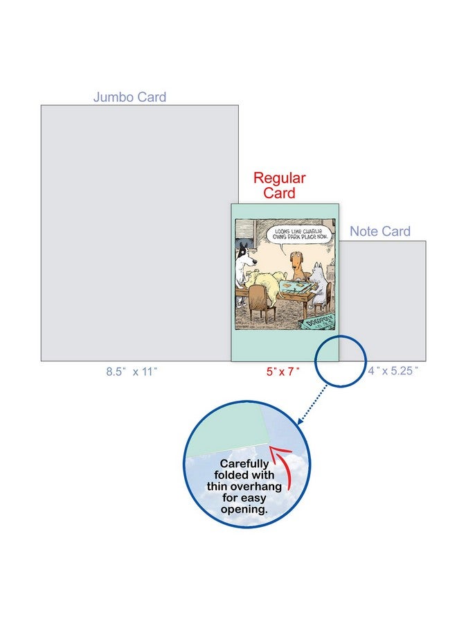 NobleWorks - 1 Humor Birthday Dog Card with Envelope - Funny Puppies Cartoons for Birthday Greetings, Celebration Notecard - Dogopoly C3986BDG - Image 4