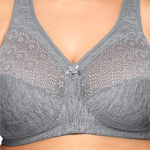 Glamorise Full Figure Plus Size MagicLift Moisture Control Bra Wirefree #1064 Gray Heather - Image 2